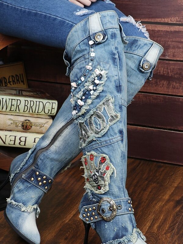 High-heeled Jeans Boots